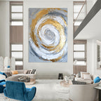 Golden Spiral Abstract Painting for Modern Dining Areas GAB0823