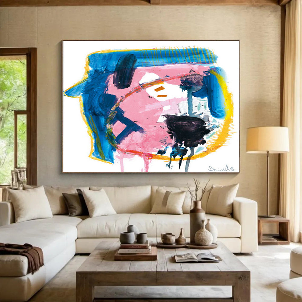 Colorful Bold Abstract Painting for Vibrant Cafes YHT117