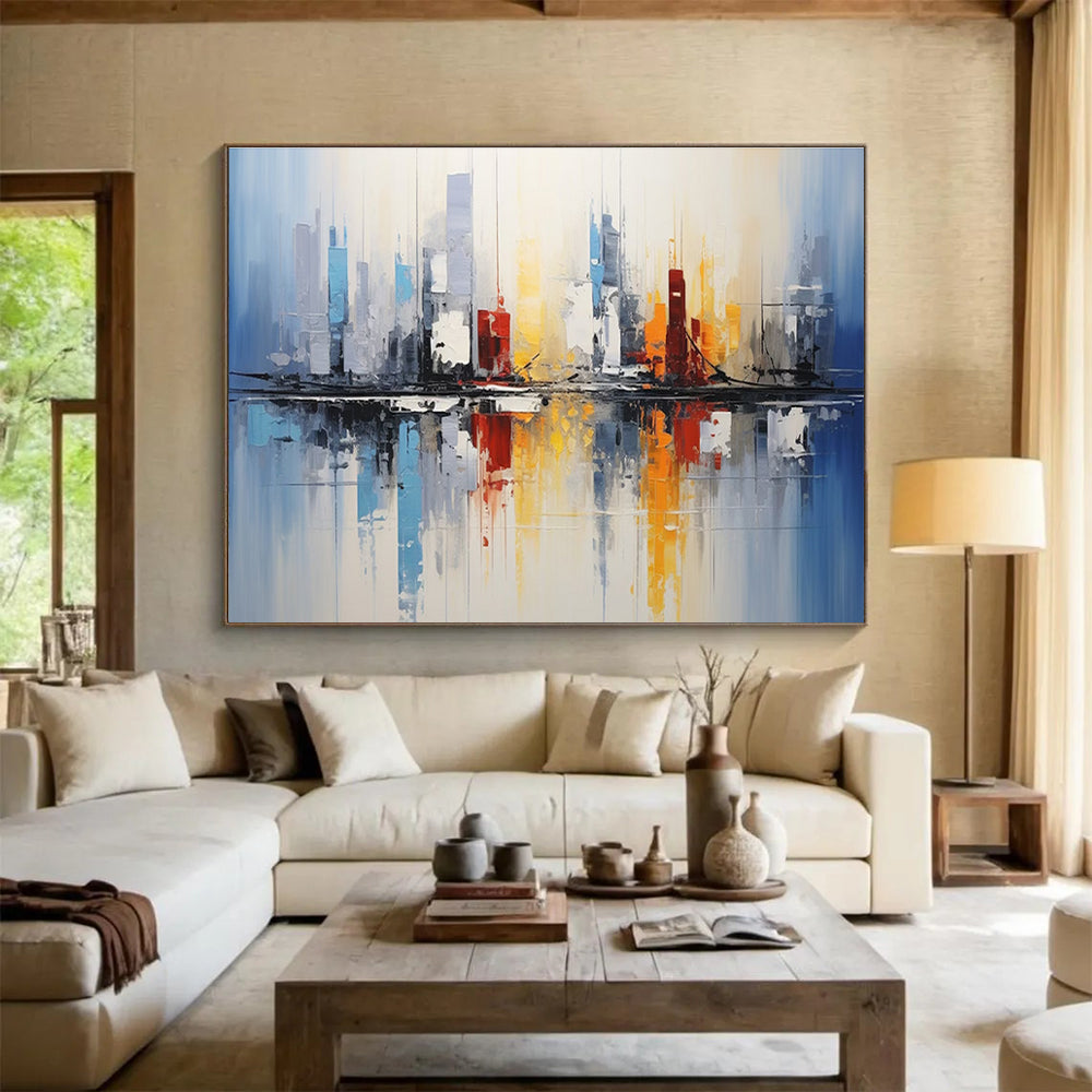 City Reflection Abstract Painting for Modern Office Spaces YHT170