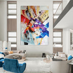 Vibrant Abstract Composition Painting for Trendy Art Bars HENG418