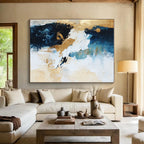Blue Gold Abstract Painting with Dynamic Elegance WINK723