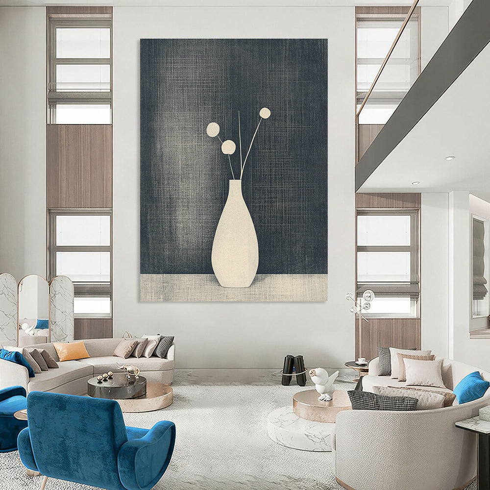Minimalist Vase with Flowers - Elegant Botanical Abstract Art GAB0416