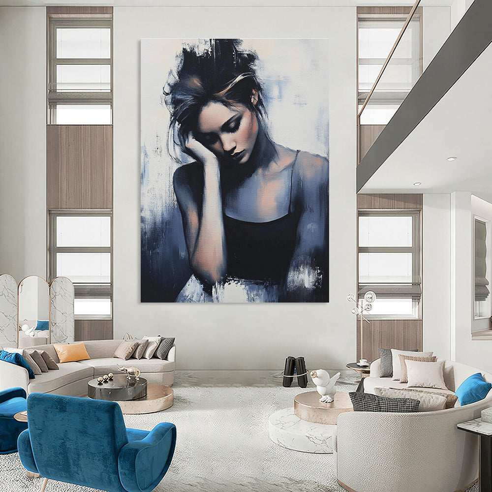 Pensive Woman Portrait - Emotional Figurative Abstract Painting GAB0425