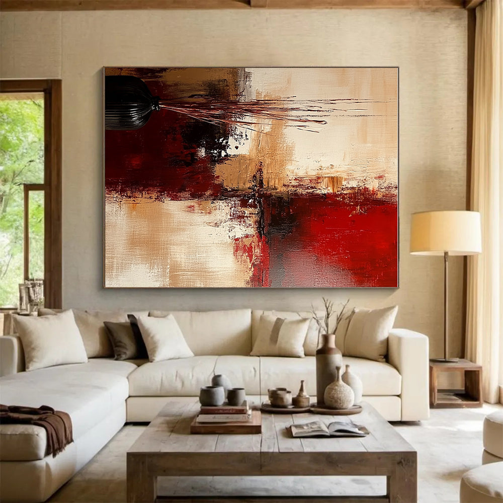 Red Brown Abstract Painting with Warm Intensity WINK728