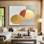 Geometric Gold and Red Abstract Painting with Regal Touch WINK306