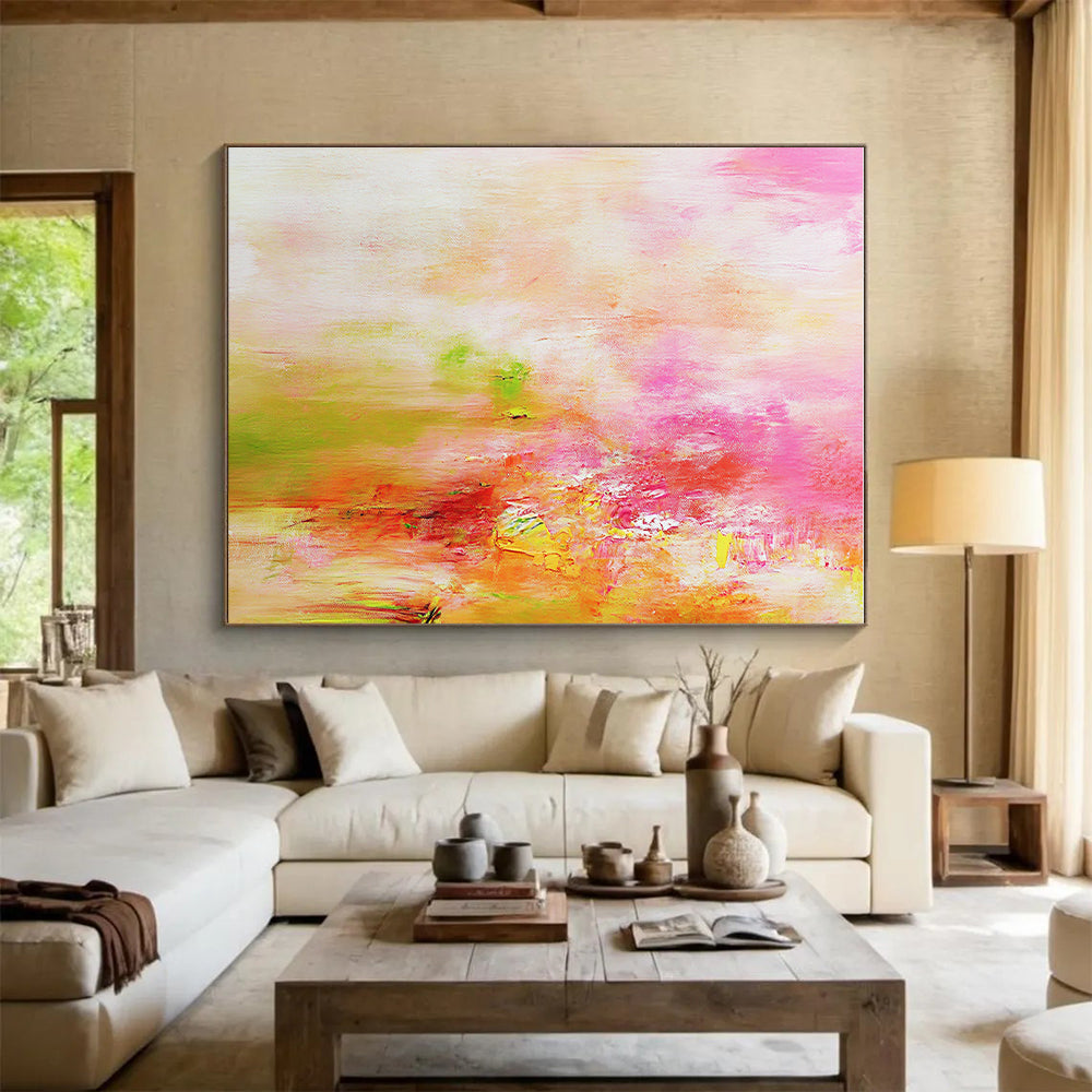 Pink Orange Abstract Painting with Dreamy Warmth WINK704
