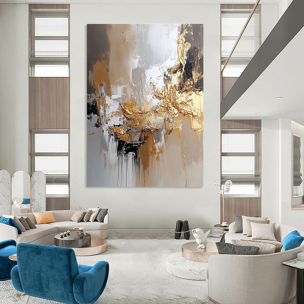 Gold Accent Modern Abstract Painting for Contemporary Living Spaces GAB0882