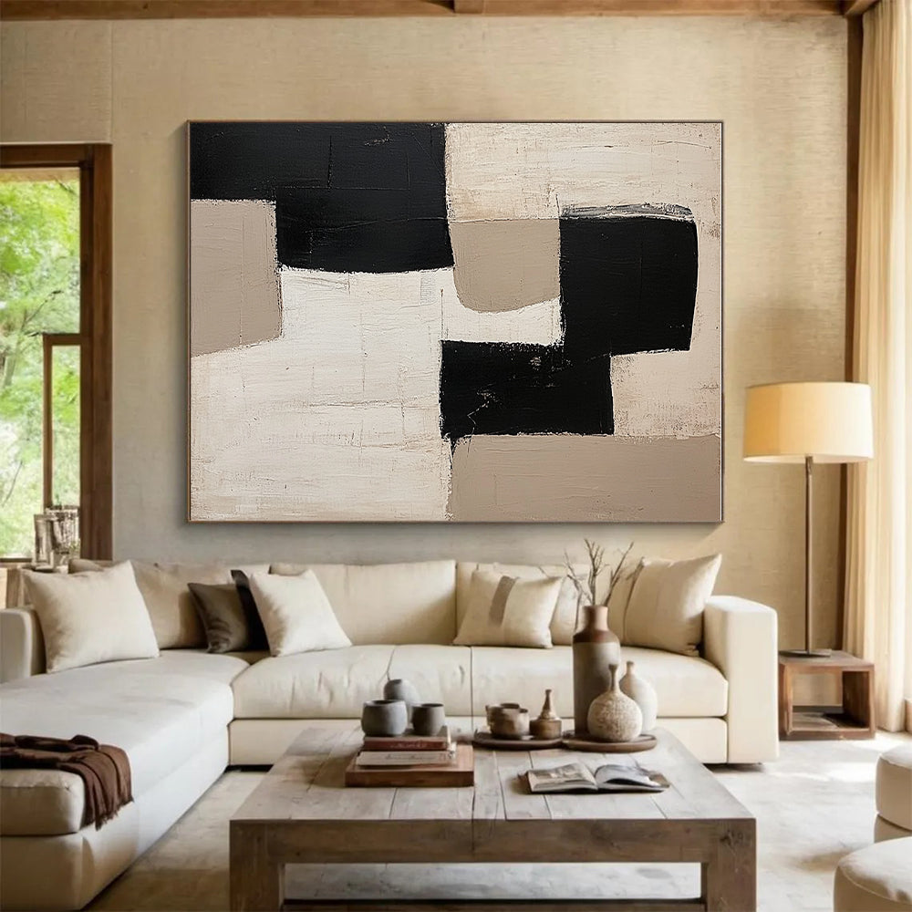Monochromatic Geometric Blocks Abstract Painting with Subtle Textures WINK230
