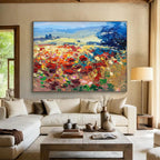 Vivid Poppy Field Abstract Painting for Art Galleries Focused on Nature YHT475