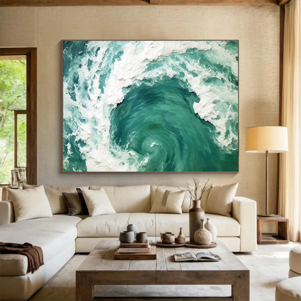 Turbulent Sea Abstract Painting for Dynamic Interiors YHT063