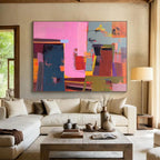 Colorful Geometric Abstract Painting for Vibrant Spaces YHT003