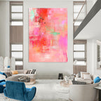 Pink Abstract with Dots Playful Abstract Painting GAB0318