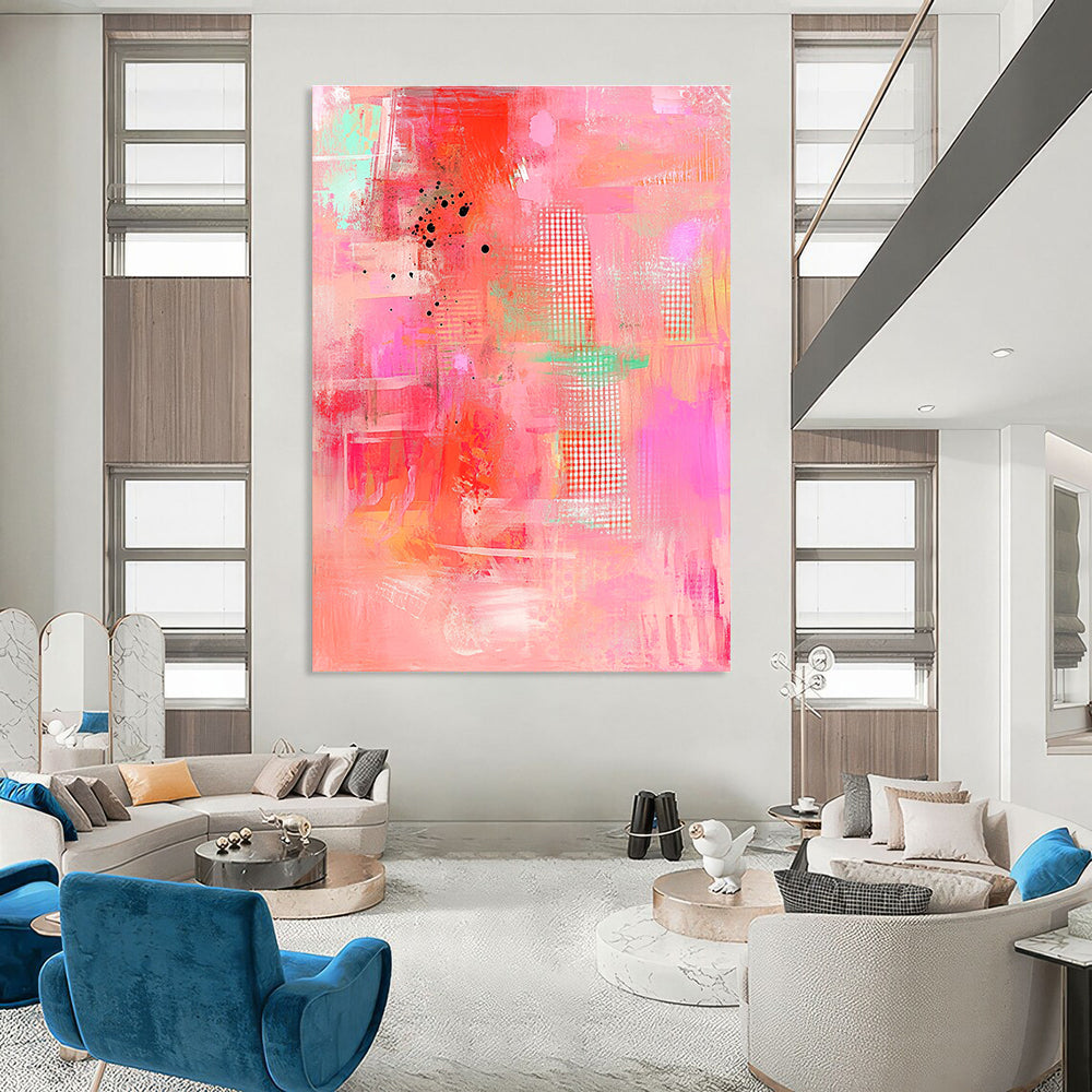 Pink Abstract with Dots Playful Abstract Painting GAB0318