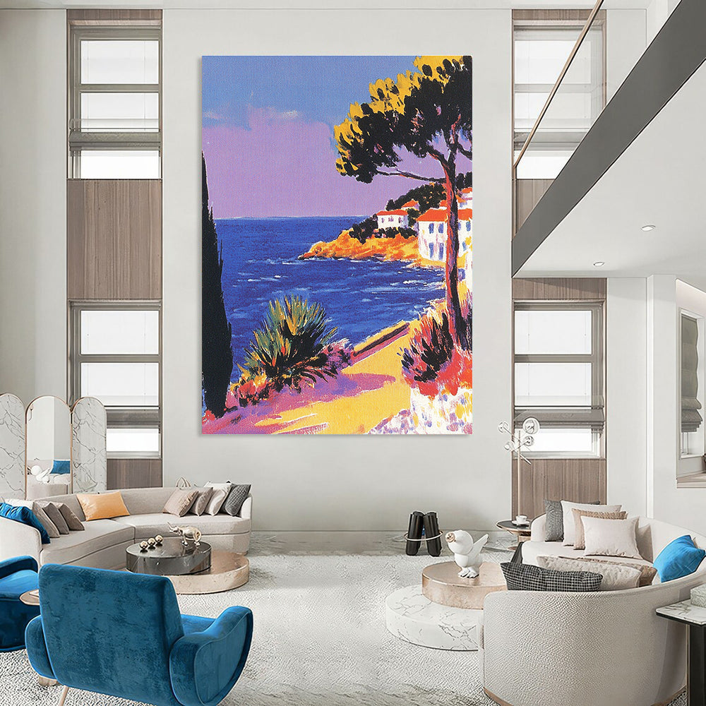 Coastal Path with Houses - Bold Colorist Seascape Art GAB0389