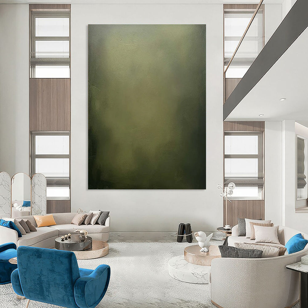 Muted Green Abstract Painting for Serene Spa Waiting Areas HENG486
