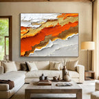 Textured Orange - Gold Abstract Painting with Rich, Tactile Layers ABS483