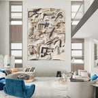 Earth - Toned Abstract Composition Painting for Bohemian - Style Living Rooms HENG143