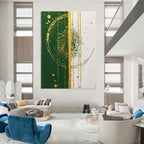 Green and Gold Splatter Bold Abstract Painting GAB0332