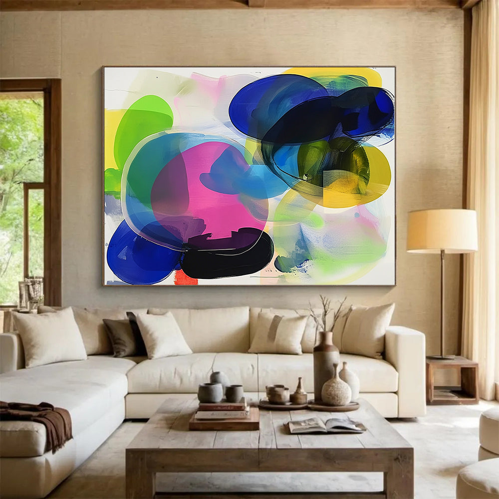 Colorful Translucent Abstract Painting with Layered Vibrancy WINK608