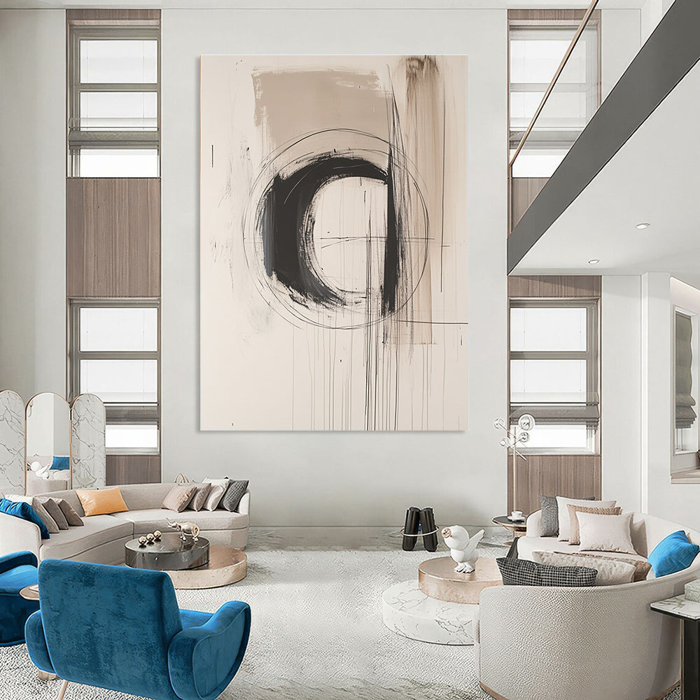 Monochrome Circular Abstract Painting for Minimalist Art Galleries GAB1212