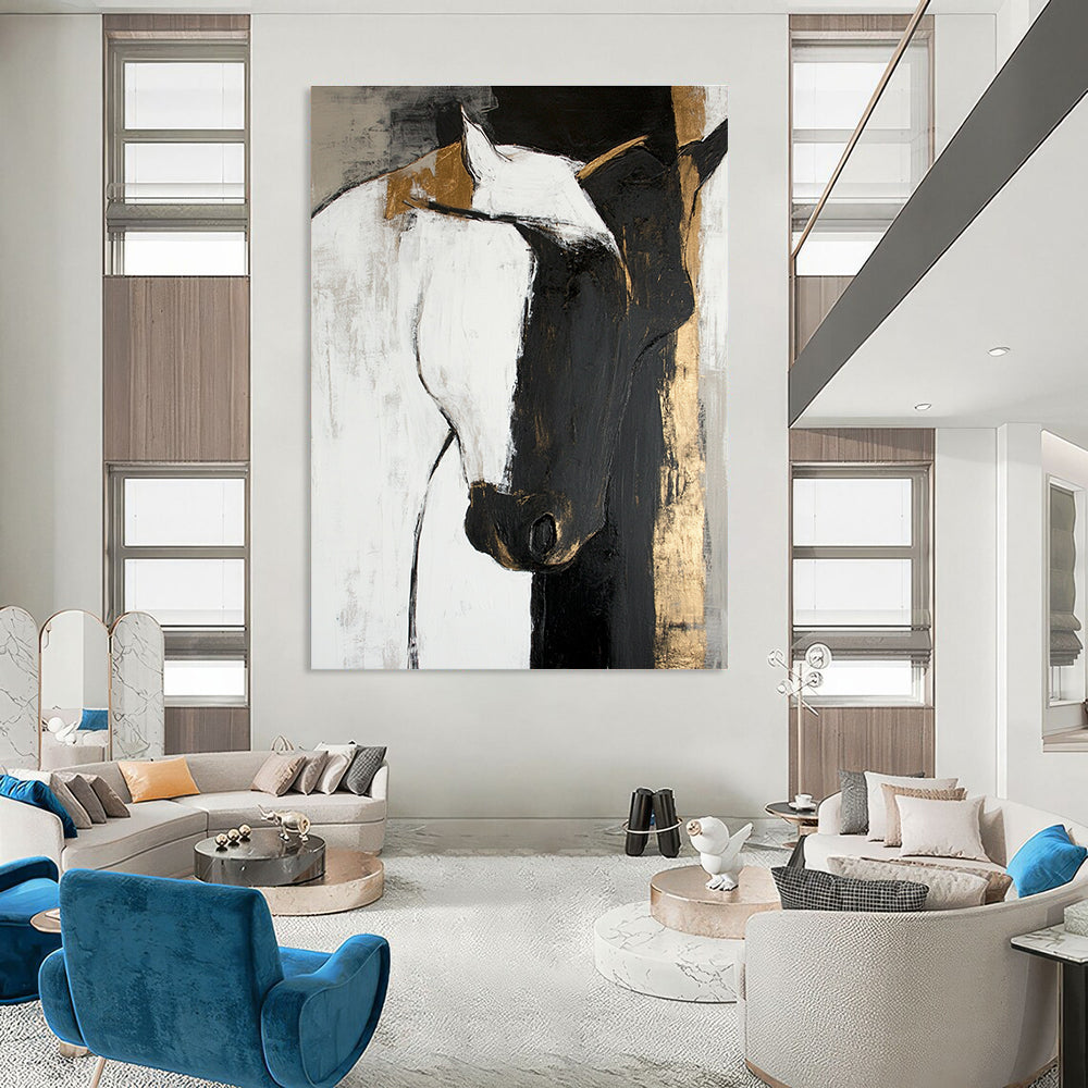 Horse in Gold Accent Abstract Painting for Luxurious Stables GAB0788