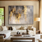 Gray and Gold Abstract: Elegant Contrast in Muted Tones Abstract Painting ABS167