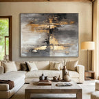 Gray Gold Abstract Geometry Painting with Subtle Shapes WINK644