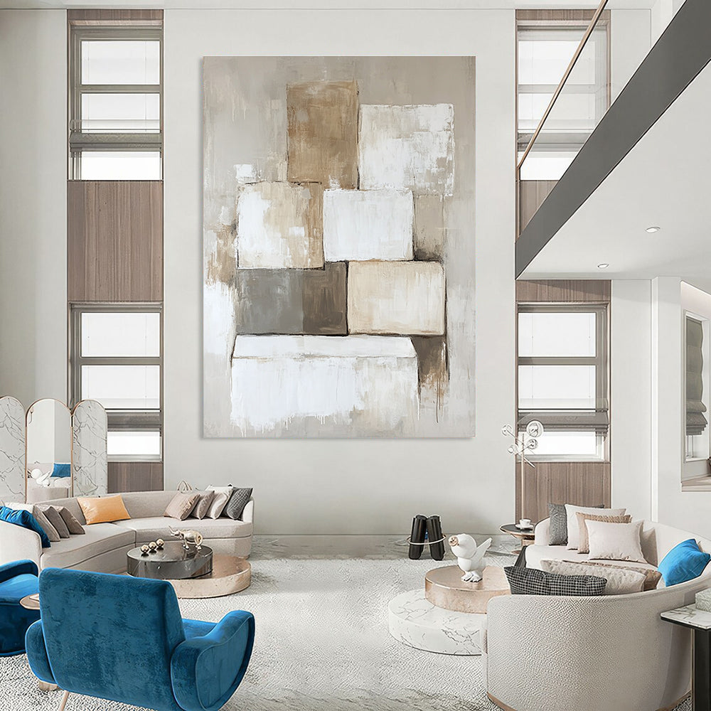 Neutral Tones Abstract Painting for Scandinavian - Style Homes GAB0904