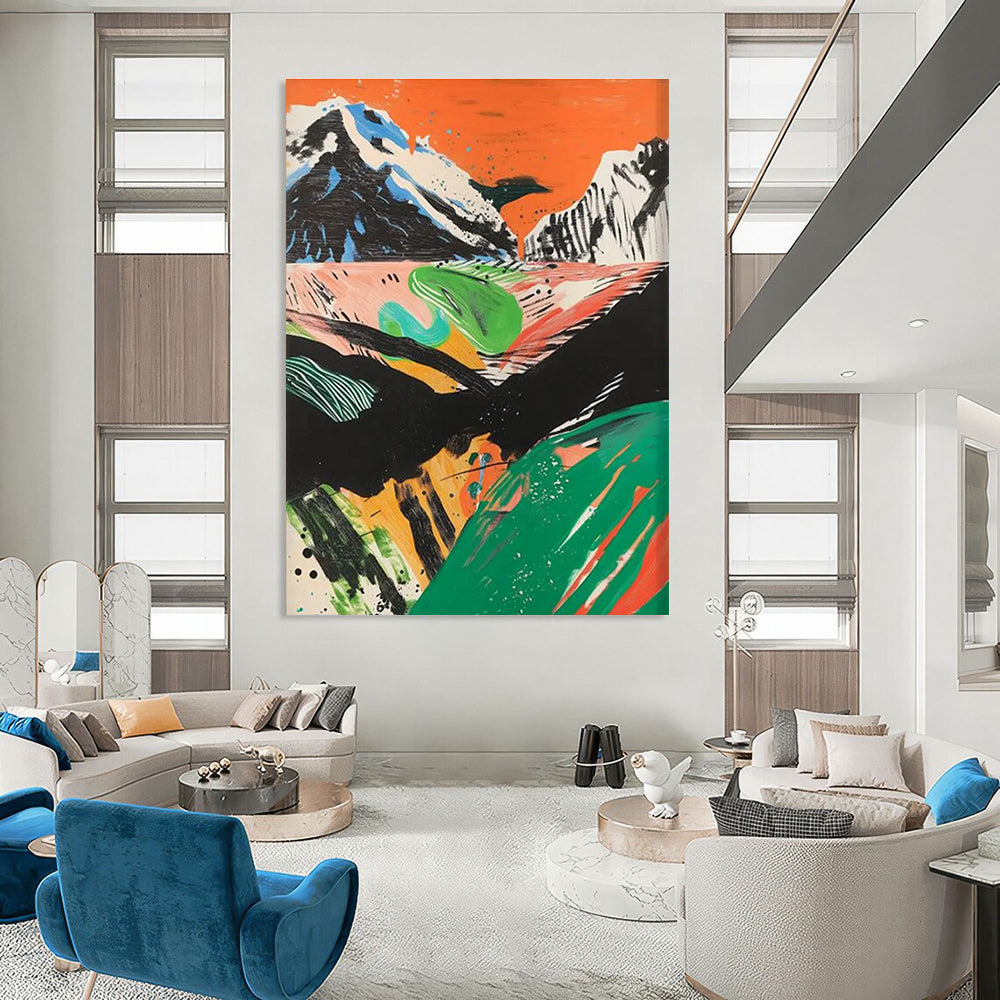 Colorful Mountain Landscape Abstract Painting for Adventure - Loving Homes HENG092