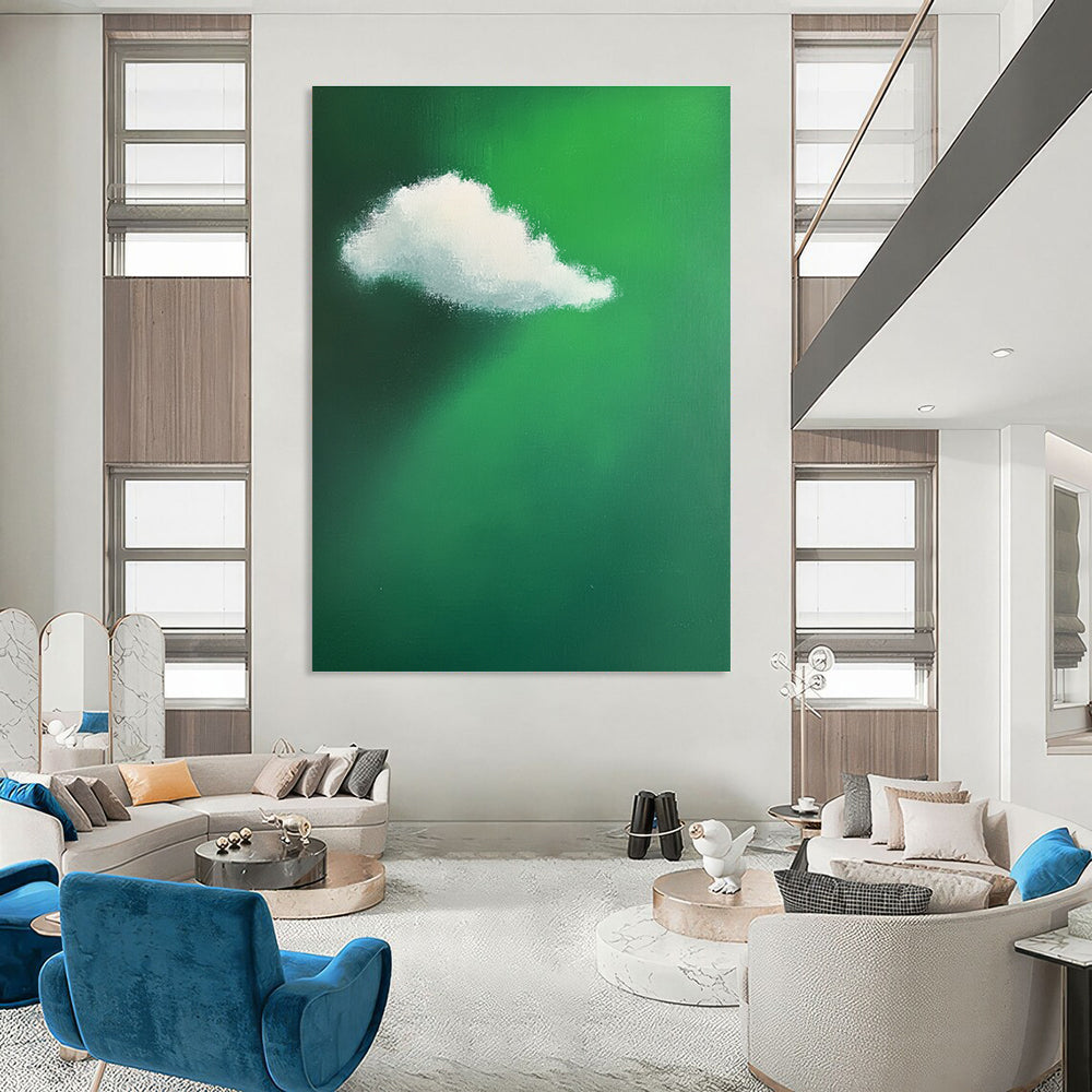 Green Sky with Cloud Painting of Whimsical Serenity GAB0141