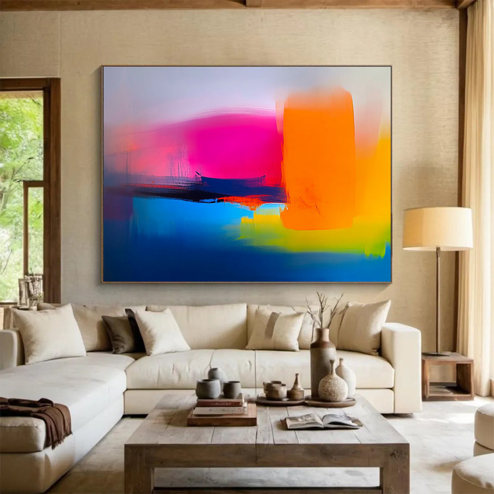 Vibrant Color Block Abstract Painting with Bold Hues ABS308