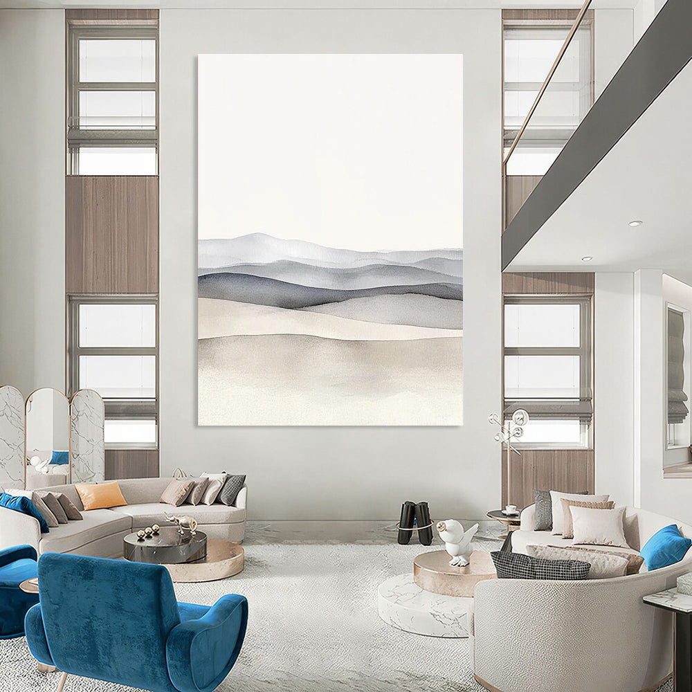 Gray Mountain Layers Minimalist Abstract Painting for Zen Spaces GAB1512