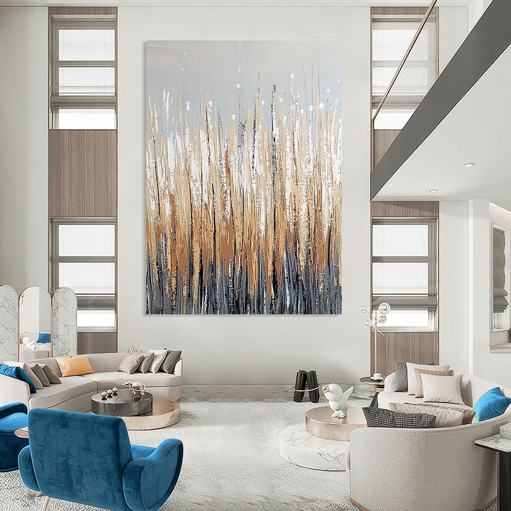 Golden Grass Abstract Painting for Modern Farmhouse Living Rooms GAB0798