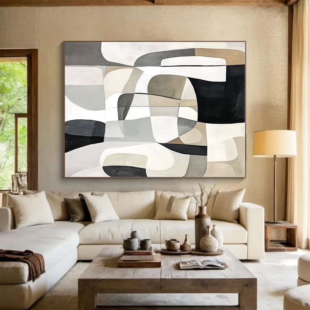 Soft - Hued Geometric Interplay Abstract Painting with Gentle Harmony WINK212
