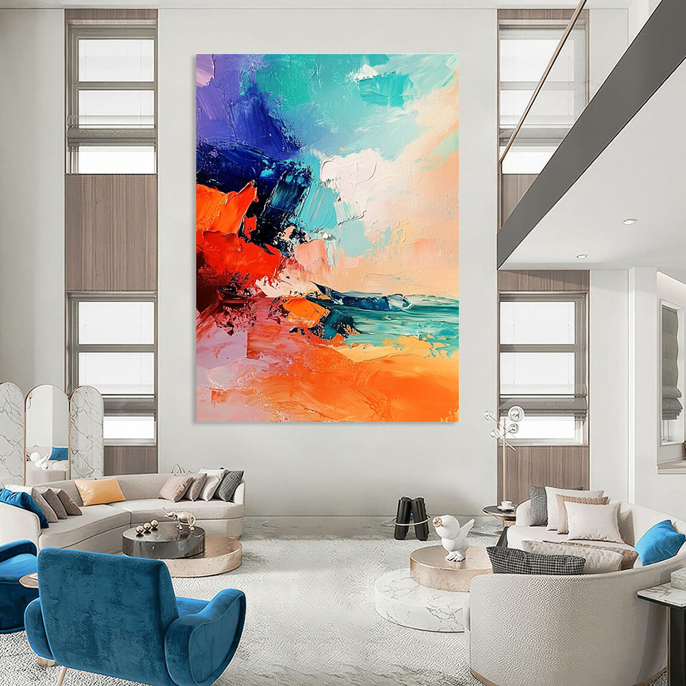 Colorful Coastal Abstract Painting for Vibrant Interiors GAB0731