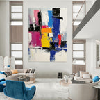 Vibrant Geometric Abstract Painting for Modern Office Lounges GAB0841