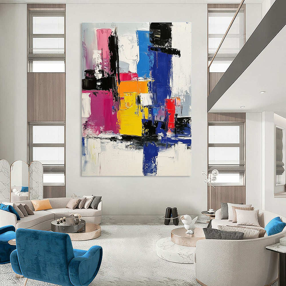 Vibrant Geometric Abstract Painting for Modern Office Lounges GAB0841