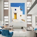 White Building with Yellow Door - Minimalist Architectural Art GAB0409