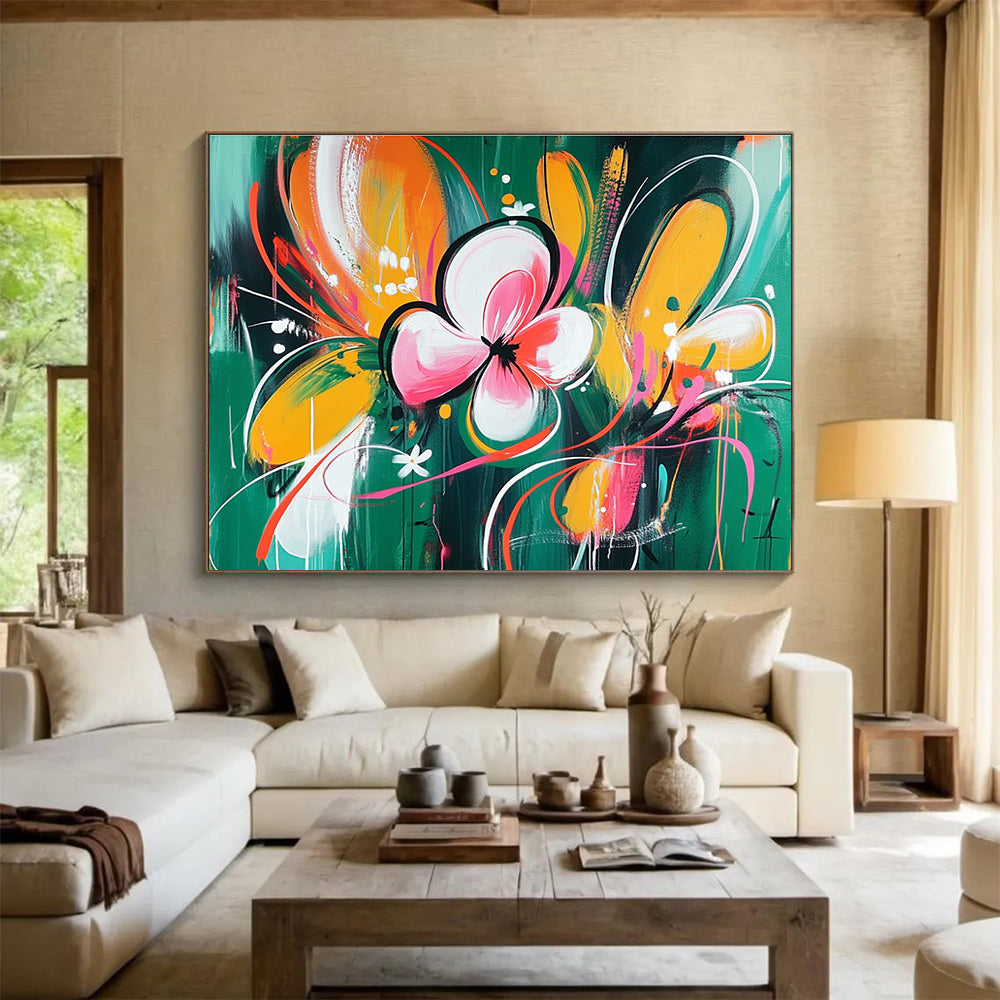 Colorful Floral Abstract with Vibrant Colors and Curves Abstract Painting ABS366