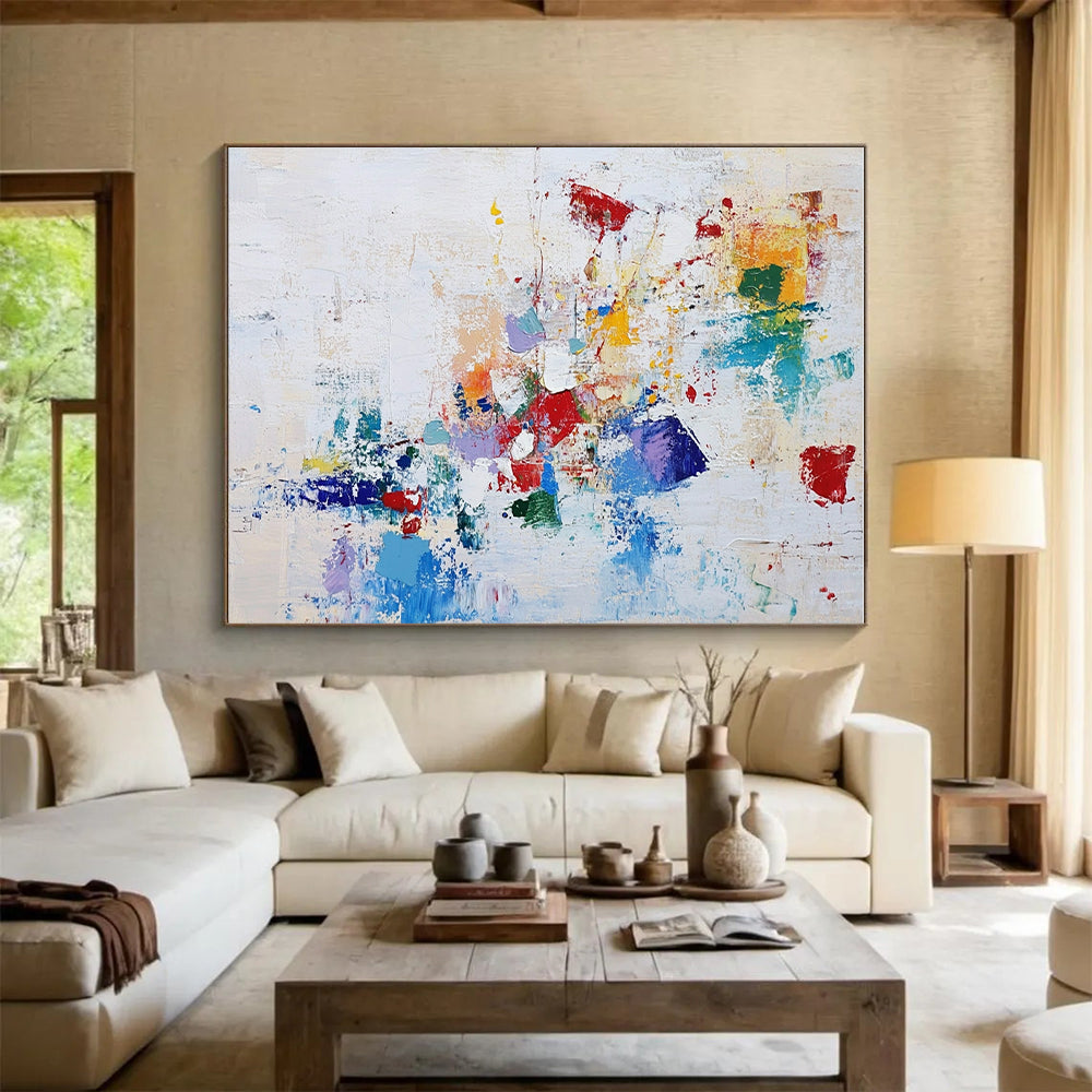 Colorful Patchwork Abstract Painting with Playful Whimsy WINK752
