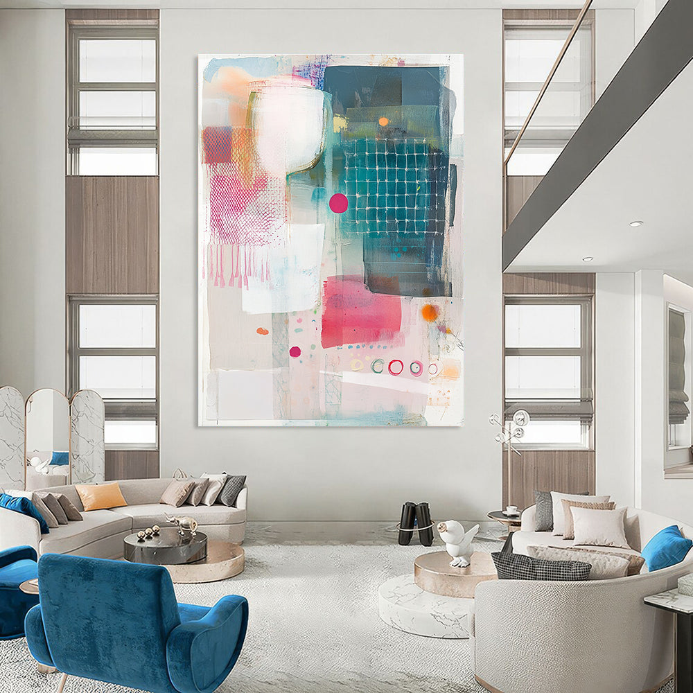 Mesh and Shape Collage Textured Graphic Abstract Painting GAB0247