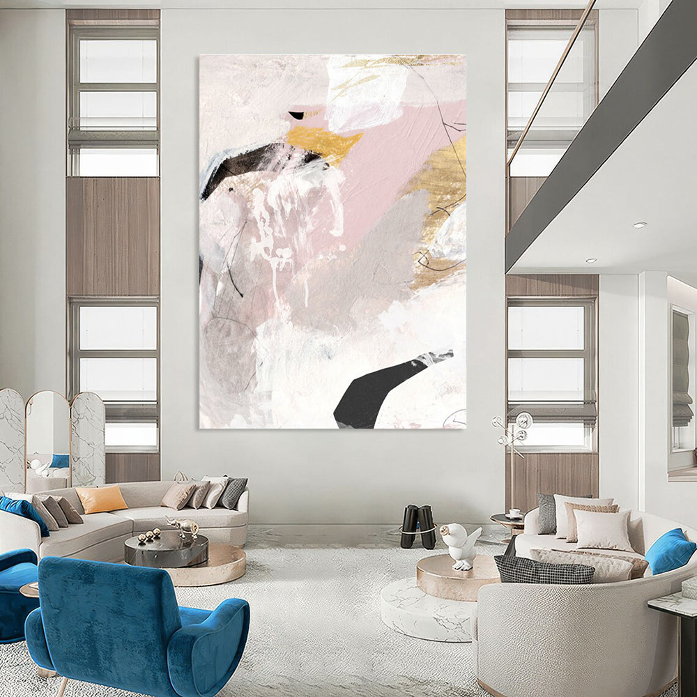 Pink - Gold Abstract Composition Painting for Feminine - Styled Boutiques HENG211