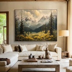 Mountain Meadow Abstract Painting for Nature - Inspired Living Rooms YHT420