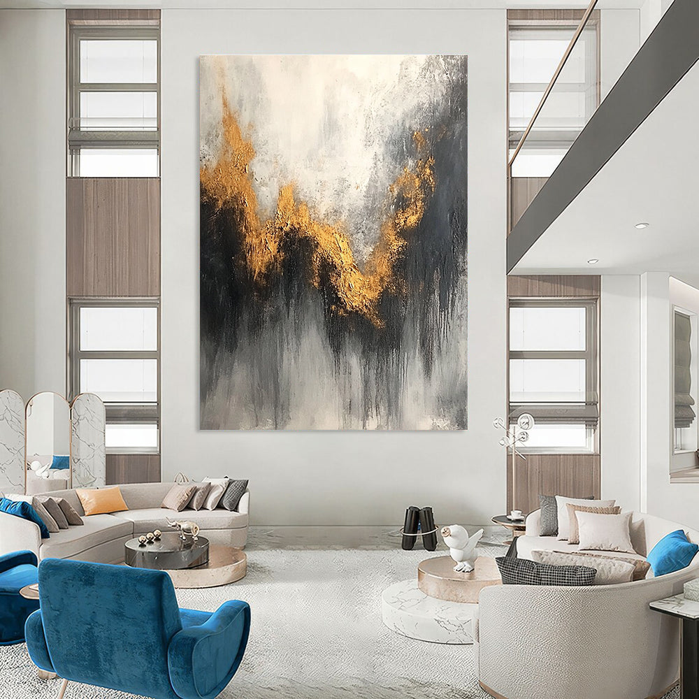 Gold - Wave Abstract Painting for Coastal - Inspired Spas GAB0861