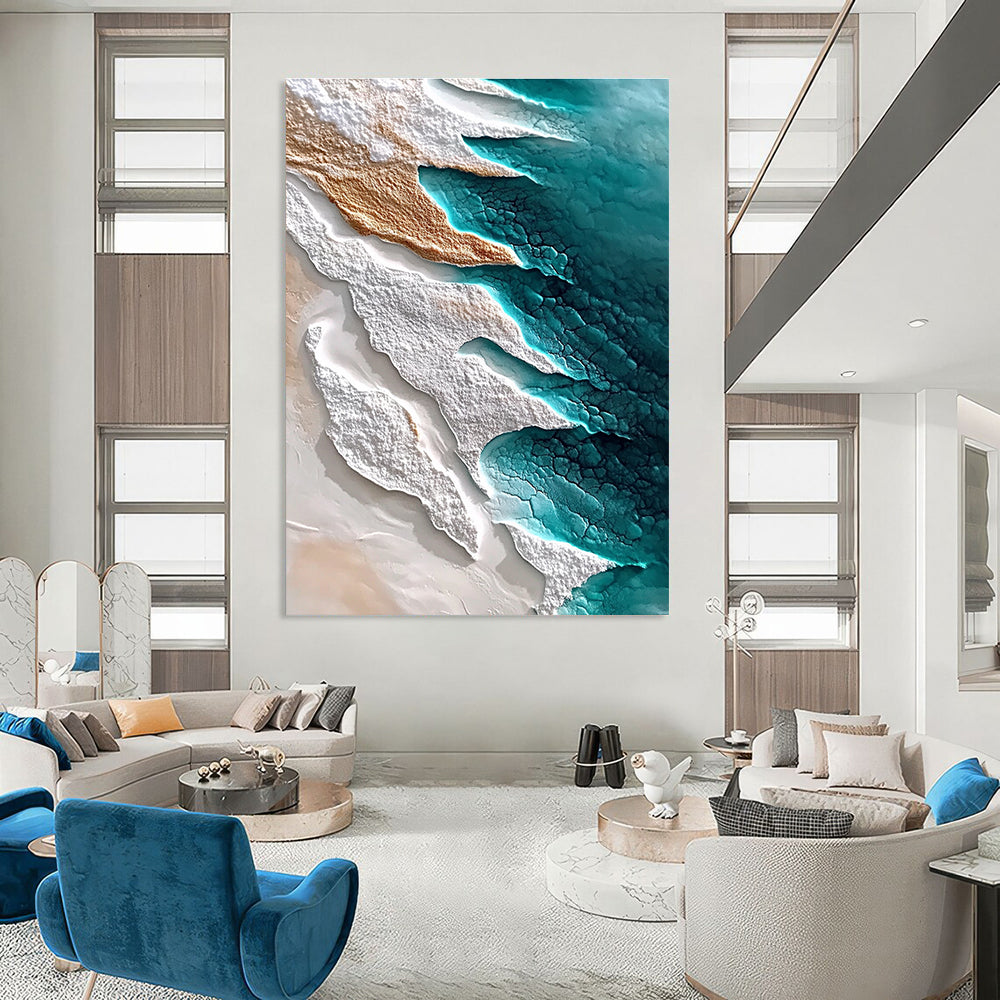 Aerial Blue and White Textures Abstract Painting of Natural Patterns GAB0151