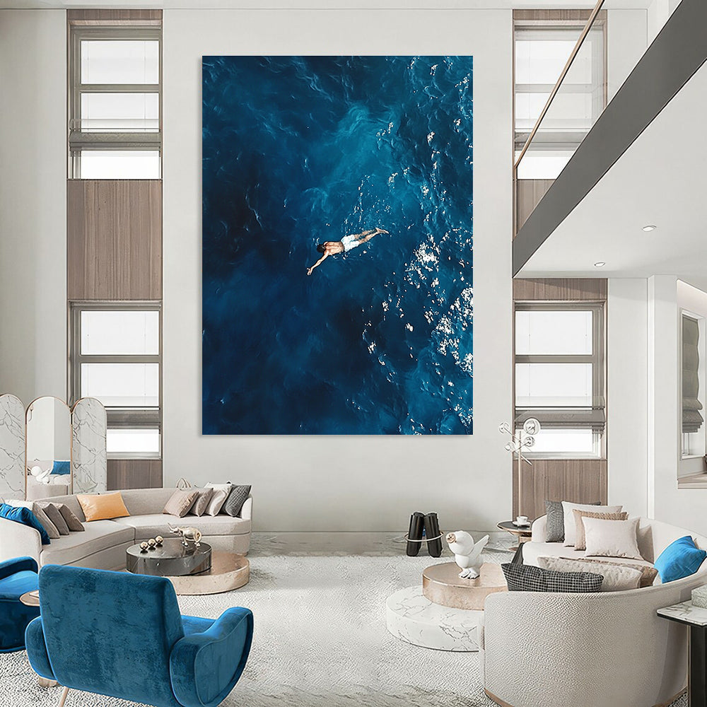 Man Floating in Ocean Abstract Photography of Serene Solitude GAB0195