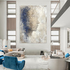 Textured Face Abstract Painting for Thoughtful Library Reading Nooks GAB1190