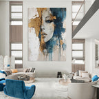 Portrait with Gold Accents Abstract Painting for Glamorous Boudoirs GAB0825