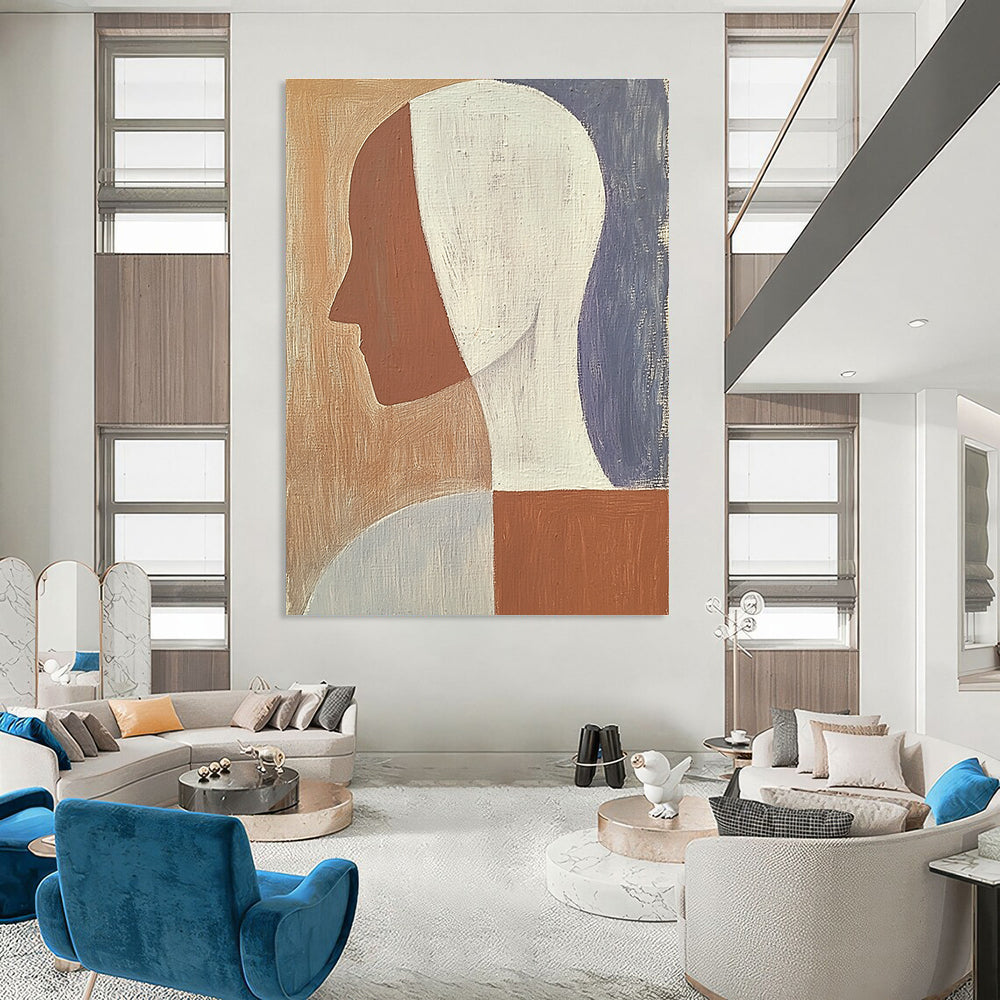 Geometric Head Minimalist Abstract Painting for Modern Interiors GAB1416