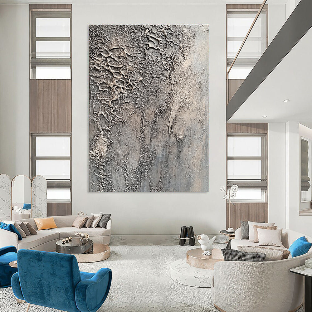 Textured Grey Complexity Abstract Painting of Intricate Surfaces GAB0088